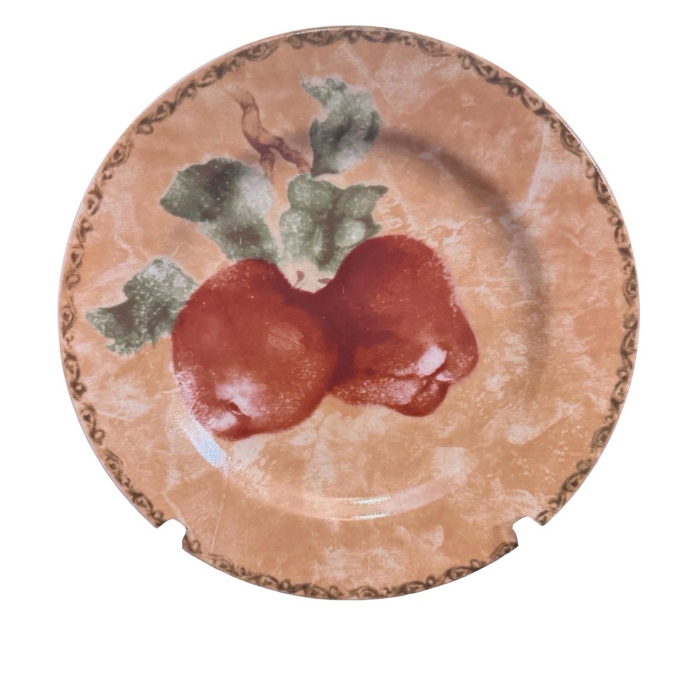 Cheri Blum 222 Fifth Cortland Salad Plate 8.25" Apples Stoneware Tuscan‎ Fruit